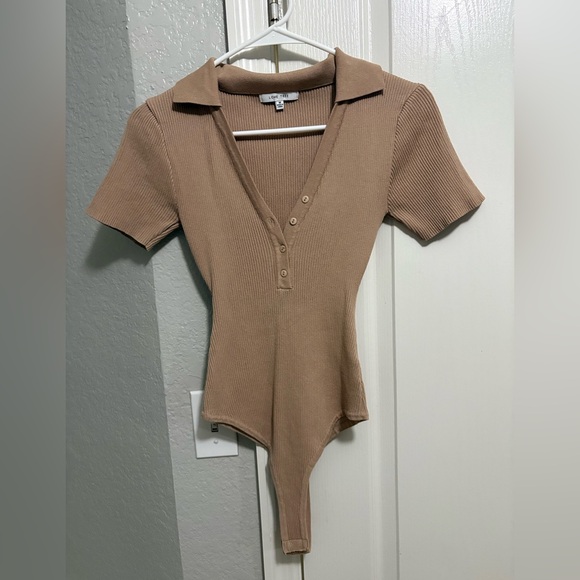 Love Tree Camel Ribbed Bodysuit - Picture 1 of 2
